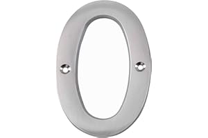 A10SHOP Motif Die Cast Pure Brass 4-Inch Satin Chrome Finish Modern House Numbers For Outside, Address Sign House Address Numbers (Number 0)