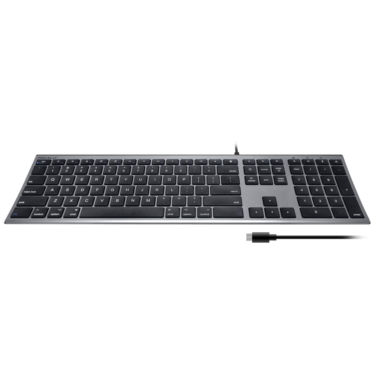 Macally UCACEKEYSG-US Advanced USB-C Keyboard, Ultra Slim, US Layout, Space Grey