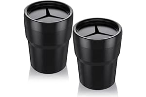 FIOTOK Car Trash Can with Lid, Mini Auto Garbage Can Leakproof Vehicle Trash Bin Fits Cup Holder in Console or Door for Automotive Car, Home, Office, Kitchen, Dinning Room 2 Packs