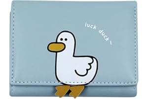 Amamcy Girls Cute 3D Duck Tri-folded Wallet Small Wallet Coin Purse Cash Pocket RFID Blocking Card Holder ID Window Purse for Women