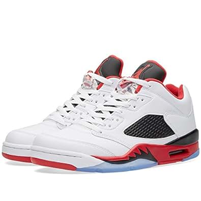 Amazon.com | Air Jordan 5 Retro Low Men's Shoes White/Fire Red/Black 819171-101 | Basketball