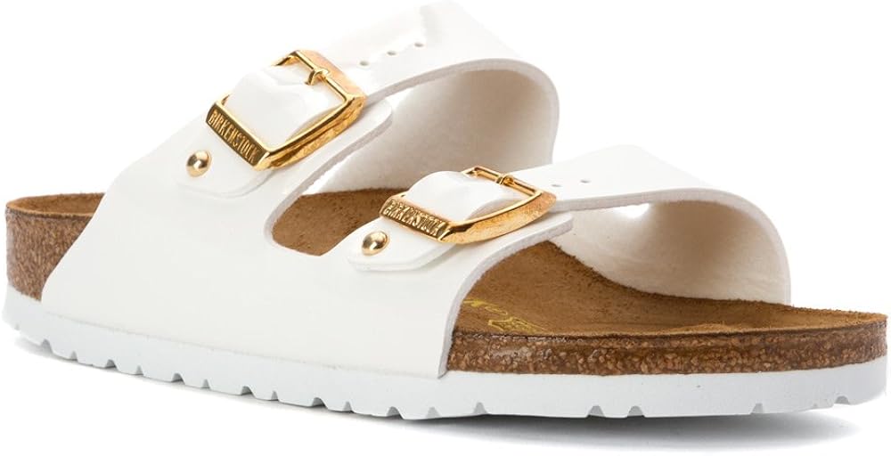 Amazon.com | Birkenstock Women's Arizona Sandal Narrow Width (39 N EU, White Patent Birko-Flor 