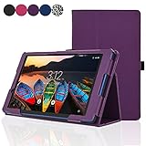 ACdream Lenovo TAB3 8 Case, Folio Protective Premium Leather Tablet Case for Lenovo TAB3 8 inch Tablet(2016 release), Dark Purple