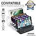 GiGAWOOD Charging Station for Multiple Devices with Bonus 8 USB Cable, LED Desktop Organizer, 6-Port 60W 12A Certified Quick 3.0 Charger Dock for iPhone iPad Cell Phones Tablets Electronics, Black