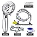 Handheld Shower Head, Wassern High Pressure 9 Setting 74 Jets Intake Air Rainfull Massage Water Saving Button 80'' Stainless Steel Hose Angle Adjustable Bracket 3.5'' Chrome-Charity:Water-