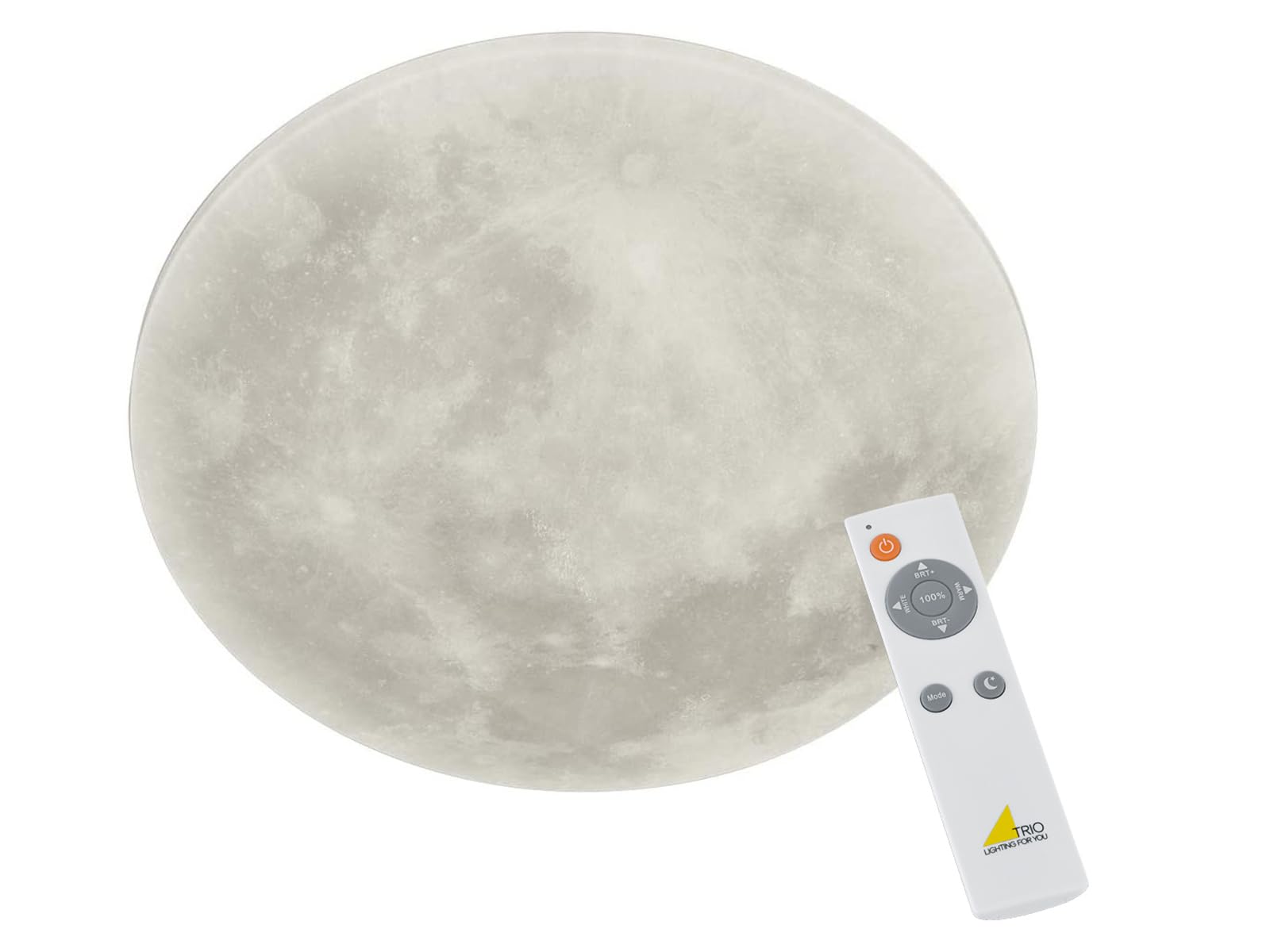 Trio Leuchten Lunar 627514000 LED Ceiling Light Acrylic with Moon Motif Moon Phase Changeable 1 x 22 Watt LED Brightness Adjustable Night Function Includes Remote Control