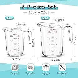 Roshtia 2 Pcs Unbreakable Plastic Measuring Cups