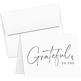 Grateful To You, Thank You Love Greeting Cards and Envelopes for Wedding, Valentine’s, Bridal Shower, Anniversary and All Occasions - Nice Thick Cardstock, Blank Inside | 4.25 x 5.5" | 25 per Pack