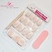 Bling Art False Nails French Fake White Lines Squoval 24 Acrylic Medium Tips