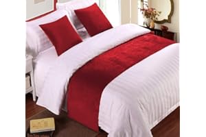 Pillowtex Faux Suede Bed Scarf - Luxury Bed Runner for Bedroom (King Size, Red)
