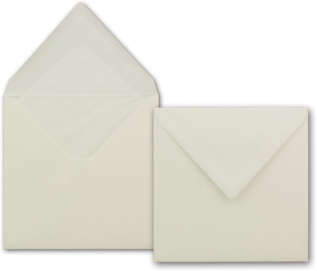 Envelopes Square 145 x 145 mm (14.5 x 14.5 cm) with white silk lining 100 g/m², wet gluing 75 Stück Light cream