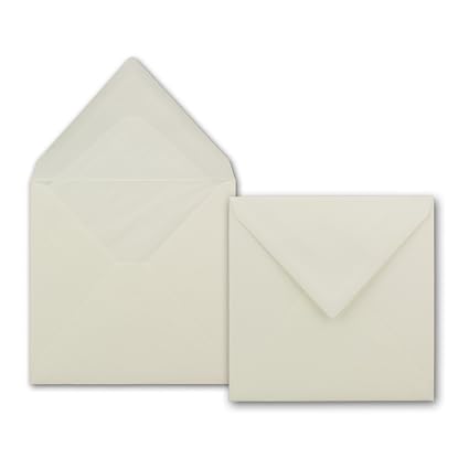 Enveloppes Carrées Luxe Blanc 15x15cm - Lot De 50, Papier 110g/m², Rabat Chic