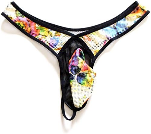 WenMei U Convex Pouch Thong Gauze Hollow Out Ultra-thin Men's Underwear (Black 1)