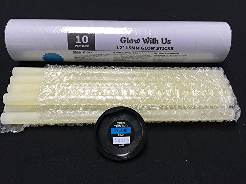 Glow Sticks Bulk Wholesale, 10 12â€ 15mm Dia. Blue Industrial Grade Jumbo Light Sticks, Bright Color, Glow 14 Hrs, Safety Glow Stick 3yrs Shelf Life, Ideal for Camping & Emergency, Glow With Us Brand