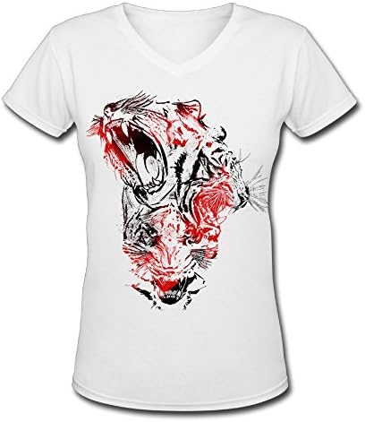 V Neck Women Tigers Soul Howl Graphic Design Colleges Teeshirts