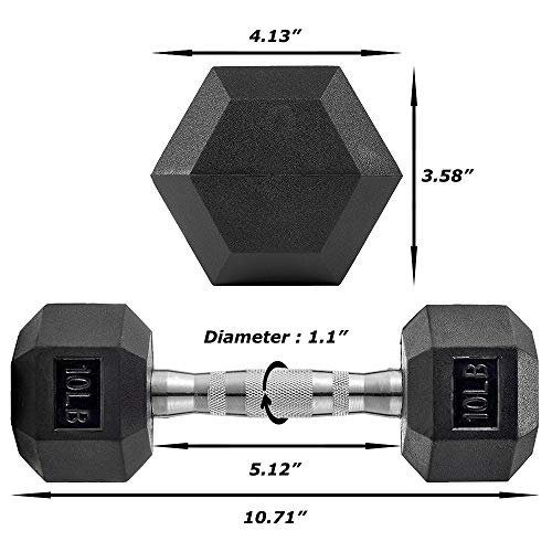 PAPABABE-Dumbbells-Free-Weights-Dumbbells-Weight-Set-Rubber-Coated-cast-Iron-Hex-Black-Dumbbell-Pair