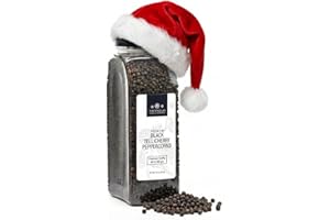 The Spice Lab Black Tellicherry Peppercorns for Grinder Packed in the USA - Steam Sterilized Kosher Non-GMO All Natural Black Pepper 5015 (18 Ounce Tub)