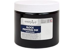 Handy Art Water Soluble Block Printing Ink Jar, Black, 16-Ounce