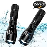 Wsky LED Tactical Flashlight, Best S1800 High-powered Flashlight, Zoomable, 5 modes, Water Resistant, Handheld Light, High Lumen Outdoor, Hiking, Camping, Emergency Flashlights(Battery not included)