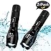 Wsky LED Tactical Flashlight, Best S1800 High-powered Flashlight, Zoomable, 5 modes, Water Resistant, Handheld Light, High Lumen Outdoor, Hiking, Camping, Emergency Flashlights (Battery not included)