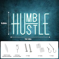 Hustle LED Neon Sign for Wall Decor, Words LED Neon