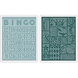 Sizzix 656643 Texture Fades Embossing Folders, Bingo & Patchwork Set by Tim Holtz, Pack of 2, Multicolor