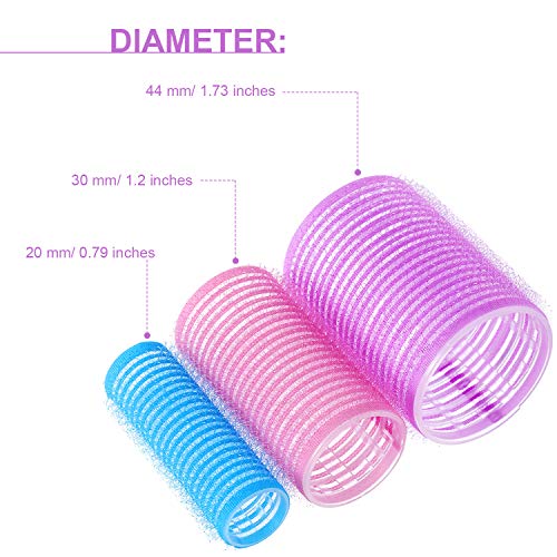60 Pieces Self Grip Hair Rollers and Clips 36 Large Medium Small Self