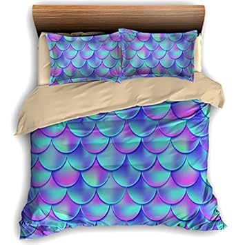 Multi Mermaid 3 Pc Duvet Cover Set Graphic Of The Magical