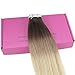 Full Shine Tape in Hair Extensions Color 3 and 8 Brown Fading to 613 Platinum Blonde 20PCS Human Hair Extensions Tape Ins 16 Inch Ombre Soft Hair Seamless Tape in Extensions for Women Real Hair 50g