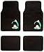 BDK MT-512 Green Carpet Car Floor Mats, 4 Pieces Front & Rear Full Set with Rubber Backing, Universal Fit, Frog