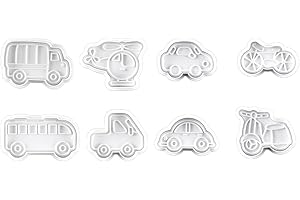 JHKNNK 8pcs Vehicle Shape Plastic Cookie Cutters Biscuit Molds Baking Tools Set for DIY Cake Decoration