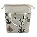 Insulated Lunch Bag Reusable Sling Shoulder Lunch Tote Travel Picnic Drawstring Bento Cooler Bag, Front Pocket and 2 Side Pockets (Black Cactus)