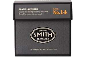 STEVEN SMITH TEAMAKER Smith Teamaker Black Lavender No. 14, Caffeinated, Sugar-Free, Organic, Sustainably Grown Full Leaf Black Tea Bags, 15 Sachets, 1.32oz each