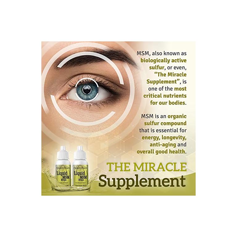 Dexterity Health Liquid MSM Eye Drops 2Pack of 2 oz. SqueezeTop Bottles, 100 Sterile, Vegan