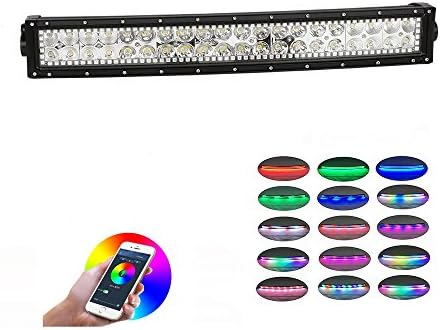 Led Light Bar, Nicoko 22 inch 120W Curved RGB Multicolor Chasing Off-road Light Bar Bluetooth App Controlled Combo Beam IP 67 Waterproof for Off-road Vehicle, ATV, SUV, UTV, 4WD, Jeep, Boat