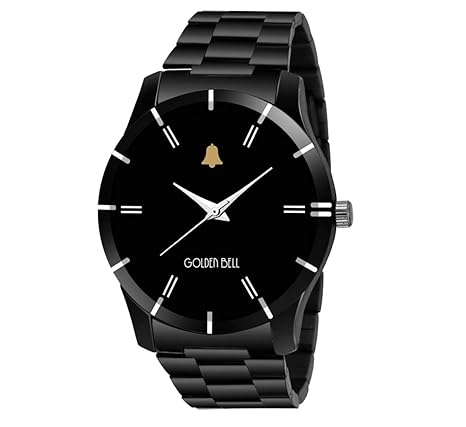 Prime Analogue Black Dial Steel Chain Mens Watch