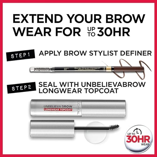 L’OREAL PARIS MAKEUP BROW STYLIST DEFINER WATERPROOF EYEBROW PENCIL, ULTRA-FINE MECHANICAL PENCIL, DRAWS TINY BROW HAIRS AND FILLS IN SPARSE AREAS AND GAPS, BRUNETTE, 0.003 OUNCE (1 COUNT)