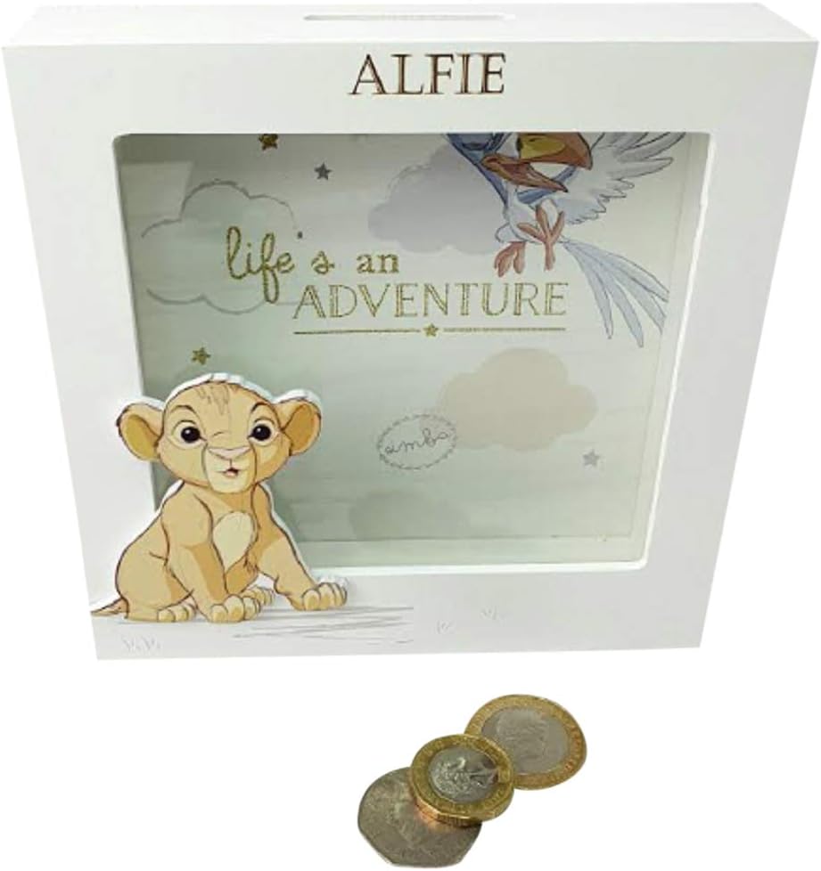 Personalised Engraved Baby Money Box Saving Bank Box Baby Disney Simba Lion King Gift Amazon.co