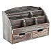 MyGift Torched Wood Desktop Organizer - Includes 6 Compartments and 2 Pullout Drawers to Organize Office Supplies and Accessories