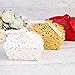 ponatia 50 PCS Laser Cut With Ribbon Wedding Party Favor Box, Wedding Gift Box, Chocolate Candy and Gift Boxes (Silver & White)