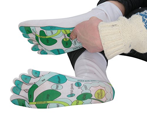 Deluxe Comfort Women's Smart Step Moisturizing Spa Socks, One Size Fits All – Reflexology Single Toe Design – Helps Prevent Dry Skin – Far East Healing Principles – Socks, White