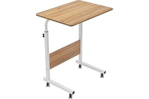 DlandHome Mobile Side Table 23.6 inches on Wheels Adjustable Movable Portable Laptop Computer Stand for Bed Sofa, Oak 05#1-60