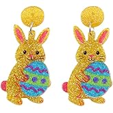 Cute Easter Egg Bunny Dangle Earrings Acrylic Spring Rabbit Drop Earrings for Women Yellow Blue Animal Earring Jewelry Gifts