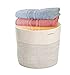 Solaya Large Rope Basket Storage 17x15 - Hand Woven Decorative Large Natural Cotton Basket with Handles - Round Laundry Hamper, Clothes, Diapers, Toys, Towels, Blankets & Kids Nursery