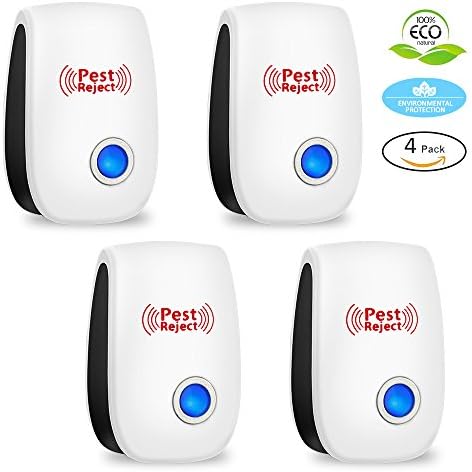 Spriak 2018 New Ultrasonic Pest Repeller, 4 pack Electronic Plug in Pest Control Repellent &amp; Mouse Repeller for Insect, Mices, Mouse, Bugs, Spiders, Mosquitoes, Roaches, Ants