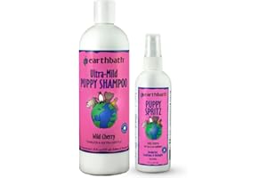 earthbath, Ultra-Mild Wild Cherry Puppy Shampoo & Spritz - Cruelty Free Dog Shampoo and Conditioner, Made in USA, Tearless & Extra Gentle Dog Wash, Best Puppy Shampoo & Puppy Supplies - (1 Set)