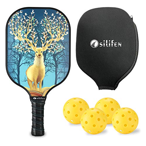 Osilifen Pickleball Paddle Graphite Pickleball Racket with Graphite Carbon Fiber Face, Polypropylene Honeycomb Core, Ultra Cushion, Lightweight 7.9OZ with Cover, Ideal for Beginners Christmas elk