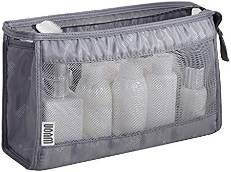 Folding Travel Organiser Bag, Transparent Cosmetic Bag for Women Men with Fine Mesh and Large Capacity, Portable Zipper Toiletry Make-up Bag(Grey)