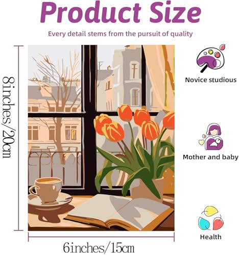 ChicAbode 6 Pack Paint by Numbers Kit , and Bread Theme DIY Acrylic Canvas Painting Set, Numbered Art for Home Wall Decor, for Adults, Coffee, 15x20 Cm