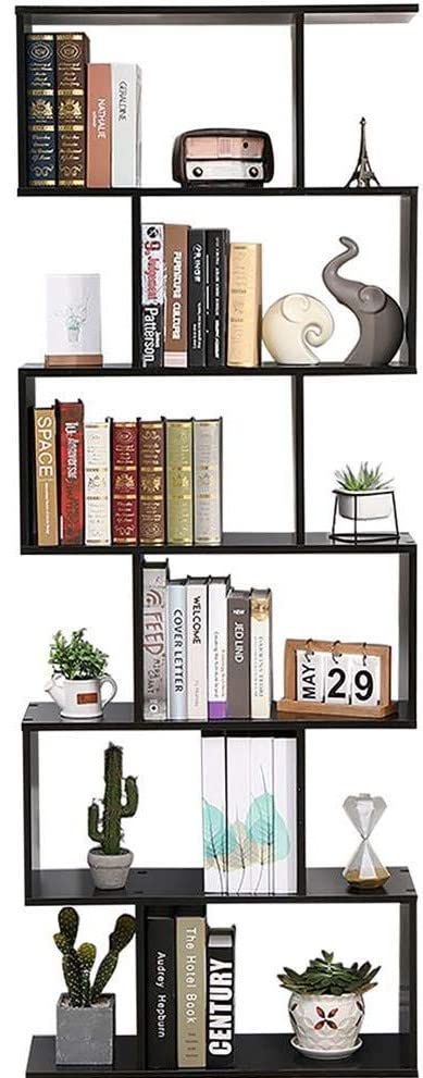 ETNIC ART Wood Bookcase, Display, Shelf Cube S-Shape Bookshef, 6 Tier, Freestanding Dark Wengè Living room Display storage. Dividers - 70 X 23.5 X 190cm. 60KG